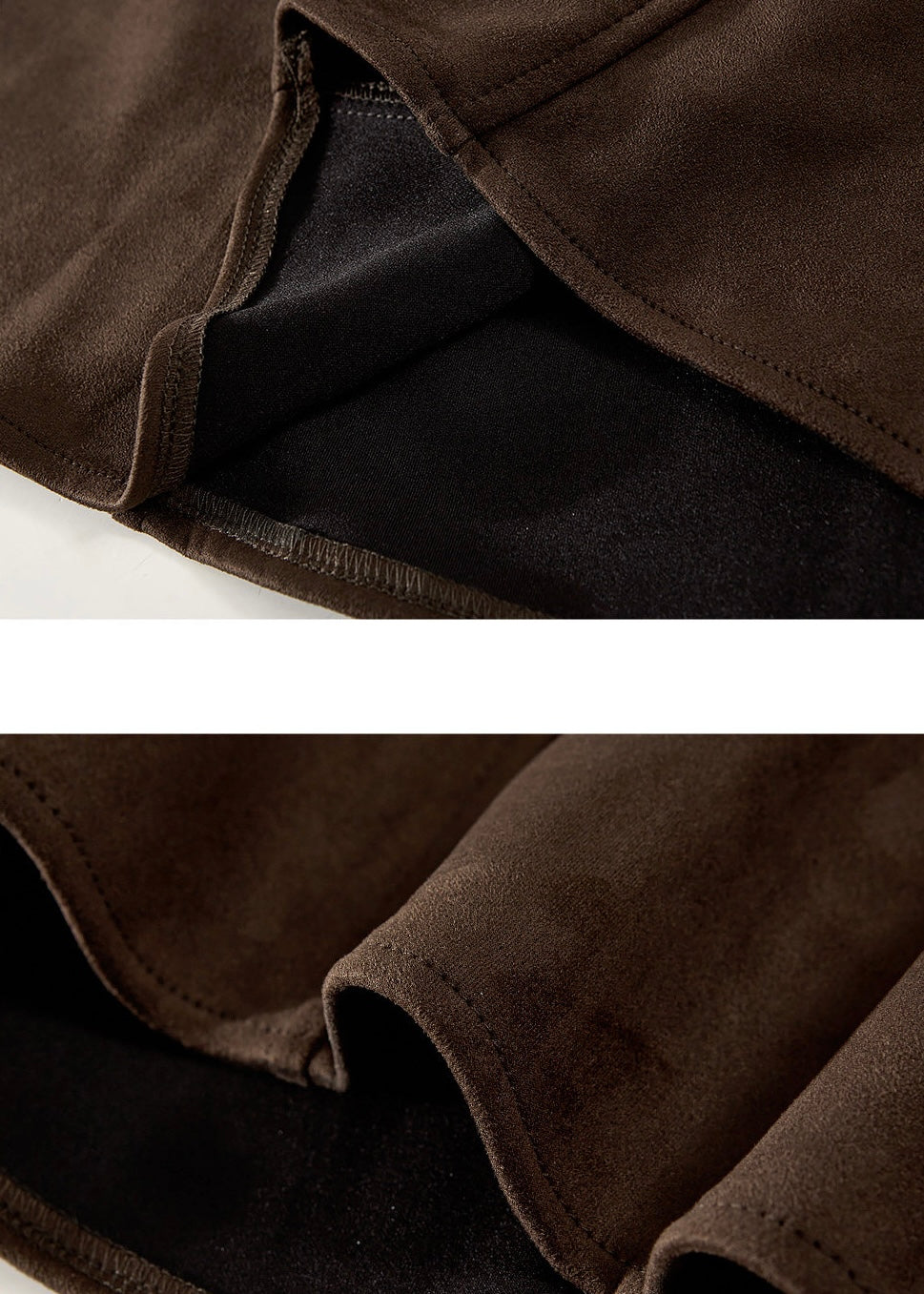 Brown Suede A-Line Midi Skirt with Belt