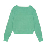 Mint Meadow Jacquard Knit Boat Neck Vintage Sweater