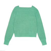 Mint Meadow Jacquard Knit Boat Neck Vintage Sweater