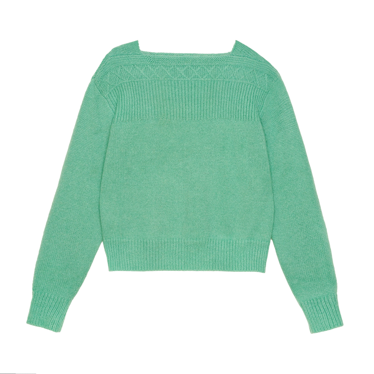 Mint Meadow Jacquard Knit Boat Neck Vintage Sweater