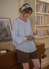 Soft Tale Pintuck Blouse | Romantic Round Neck Cotton Shirt(2COLOR)