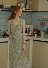 Morning Herb Garden Floral Ruffle Dress