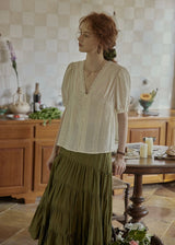Soft Letter Blouse | Vintage Lace V-Neck Top