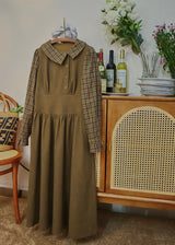 Olive Library Layered Check Dress