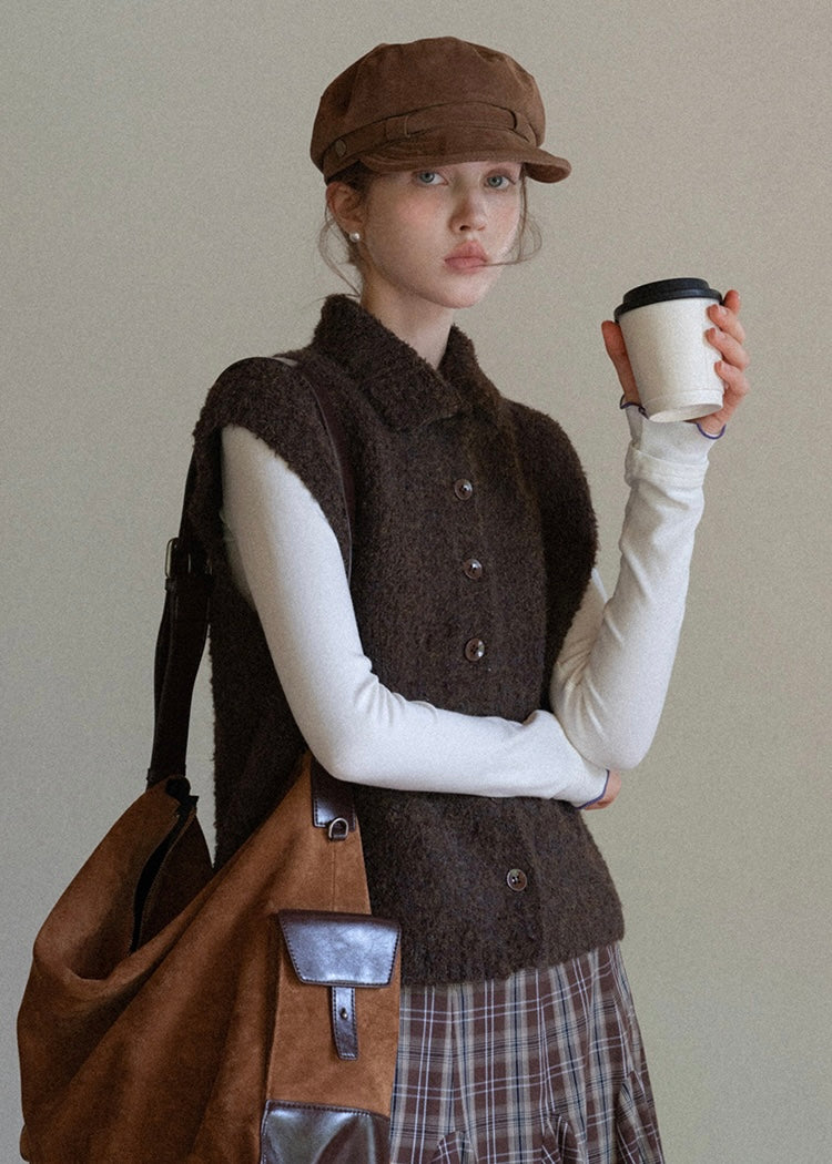 Brown Letter Vintage Knit Vest