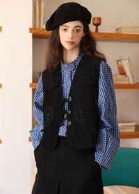 Midnight Paisley Embroidered Corduroy Vest
