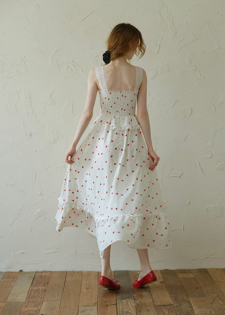 Strawberry Waltz Vintage Ruffle Lace Sleeveless Dress