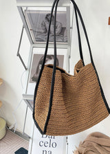 Slouchy Woven Straw Shoulder Bag