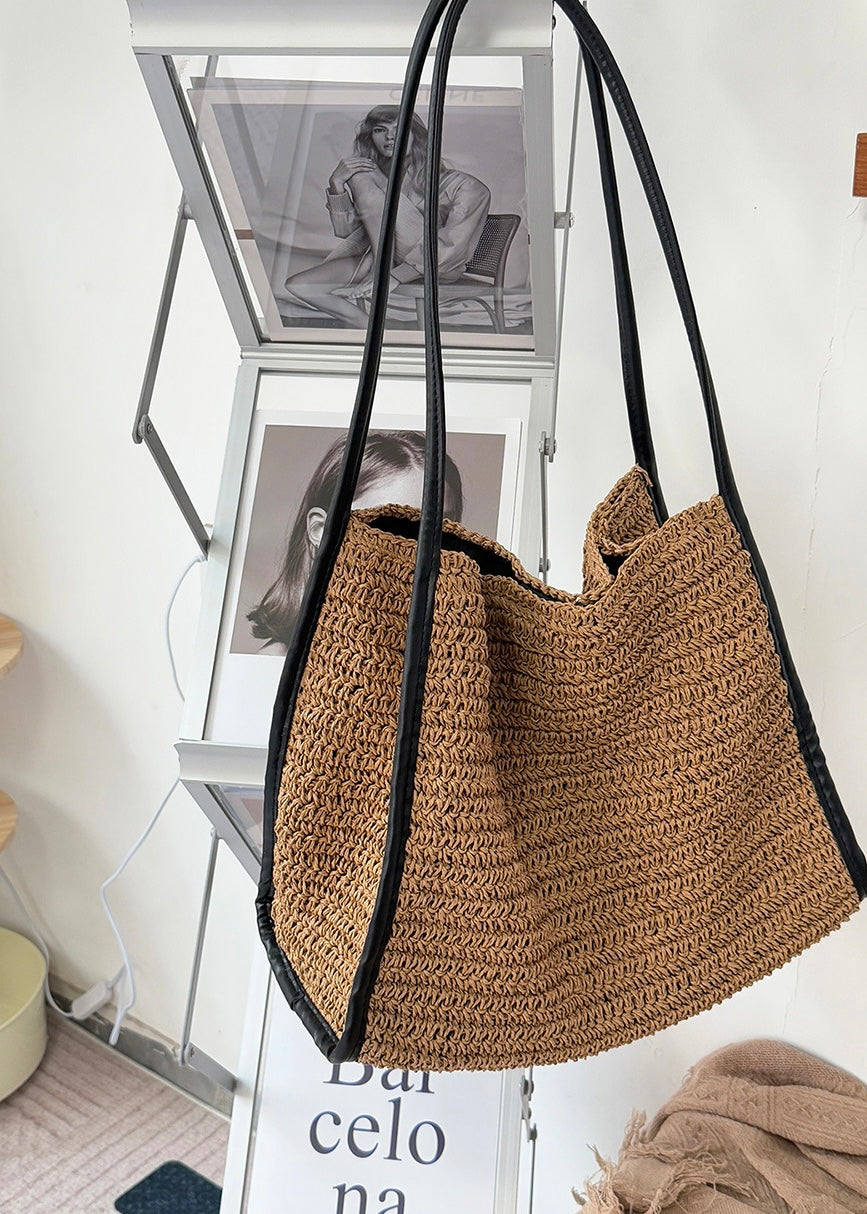 Slouchy Woven Straw Shoulder Bag