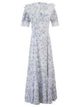Lavender Lace Waltz Dress | Vintage Floral Puff Sleeve Dress
