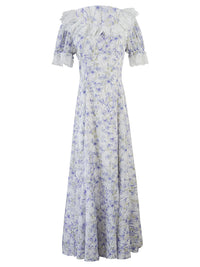 Lavender Lace Waltz Dress | Vintage Floral Puff Sleeve Dress