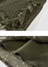Olive Floral Ruffle Mesh A-LIne Mini Skirt