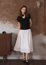 Éloise Ribbon Front Top | Soft T-Shirt for Summer(3COLOR)