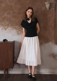Éloise Ribbon Front Top | Soft T-Shirt for Summer(3COLOR)