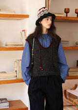Vintage Blue Check Gathered Shirt