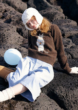 Vintage Cat Jacquard Crew Neck Knit Sweater