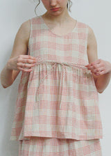 Soft Air Check Loungewear Sleeveless Tie Top Capri Pajama Set