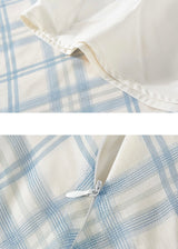 Blue Plaid Flowy Long Skirt
