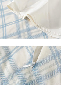 Blue Plaid Flowy Long Skirt