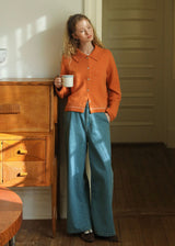Autumn/Winter Clementine Twisted Collar Vintage Knit Cardigan