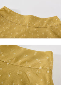 Golden Sheer Ditsy Floral Flare A-Line Midi Skirt