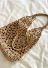 Natural Woven Straw Net Beach Tote Bag