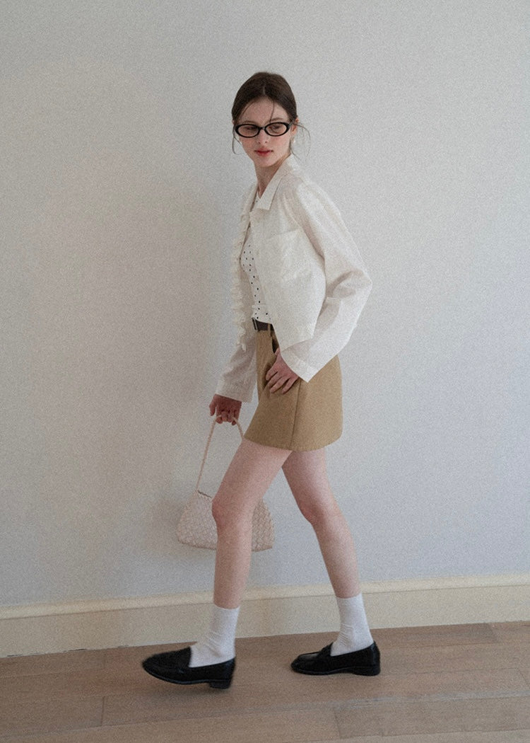 Ivory Cascade Ruffle Vintage Long Sleeve Blouse