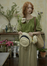 Willow Garden Embroidered Blouse | Romantic Green Cotton Shirt
