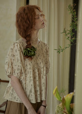 Morning Poem Pintuck Blouse | Vintage Floral Cream Top
