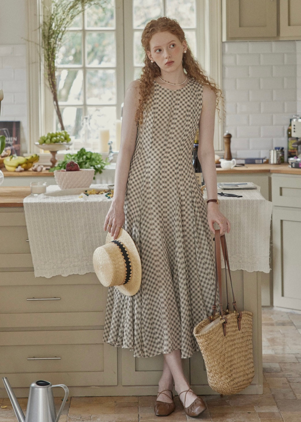 Countryside Gingham Seersucker Sleeveless Ballet Dress