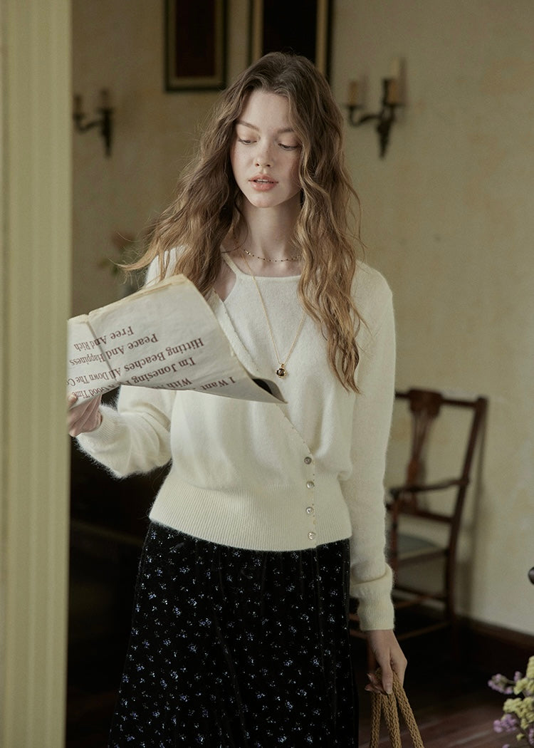 Romantic Wrap Button Knit Cardigan(2COLOR)