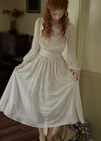 Echoes of Time Classic Stripe Long Sleeve Dress