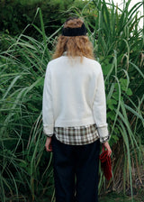 Tomato Jacquard Crew Neck Knit Sweater