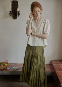 Soft Letter Blouse | Vintage Lace V-Neck Top