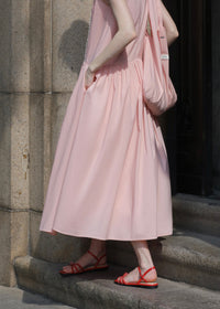 Summer Petal Cotton Dress | Light Pink Sleeveless Dress