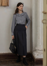 Vintage Dot Pintuck Ruffle Collar Blouse Shirt