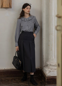 Vintage Dot Pintuck Ruffle Collar Blouse Shirt