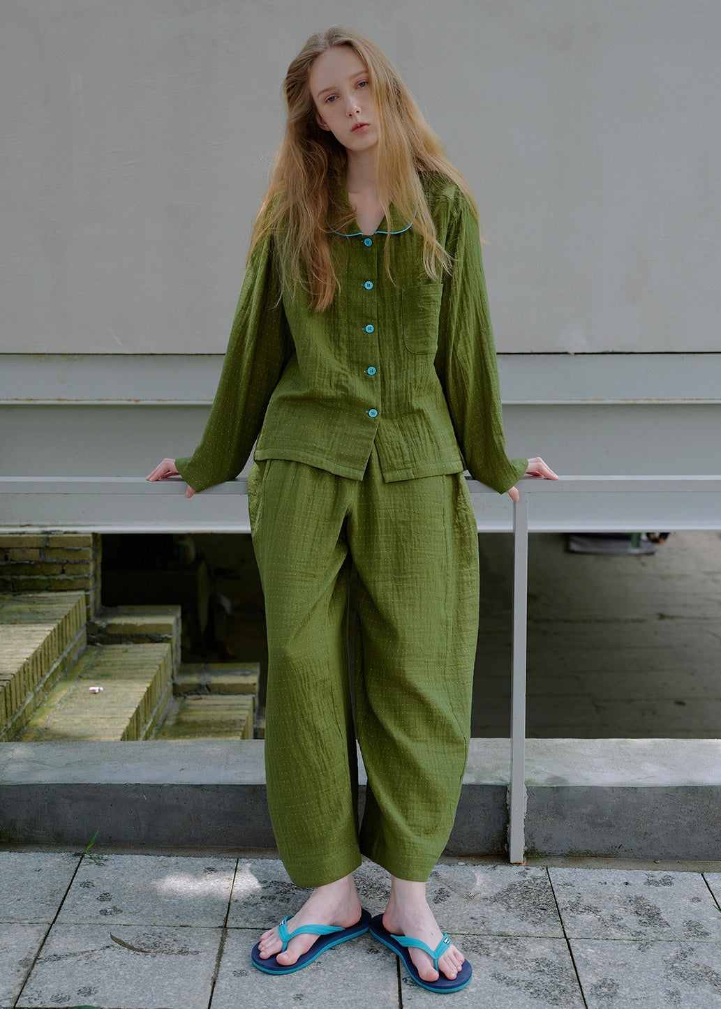 Moss Reverie Cotton Pajama Set
