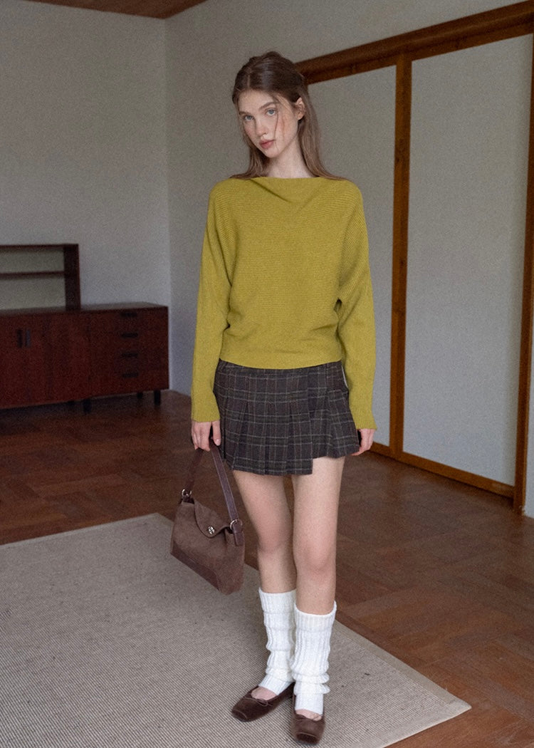 Soft Rhythm Boat-Neck Knit Top