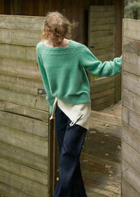 Mint Meadow Jacquard Knit Boat Neck Vintage Sweater