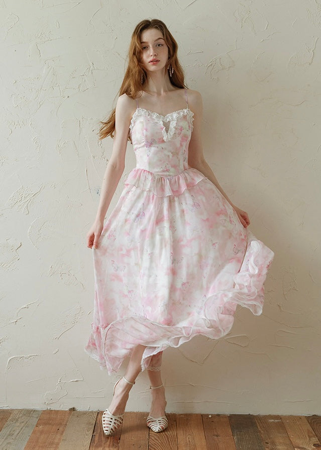 Blush Whispers Dress | Romantic Pink Floral Vintage Dress