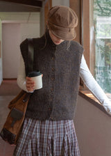Brown Letter Vintage Knit Vest
