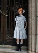 Morning Sketch Button-Up Flared Shirt Dress