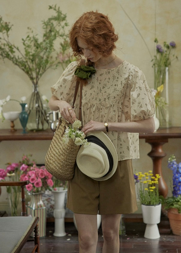 Morning Poem Pintuck Blouse | Vintage Floral Cream Top