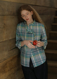 Autumn Reverie Plaid Ruffle Blouse