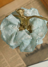 Mint Tulle Flower Ruffle Scrunchie Vintage Hair Tie