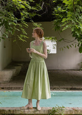 Garden Rhythm Smocked Waist Sleeveless Dress(2COLOR)