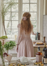 Blush Pink Lace Vintage Short Sleeve Summer Dress