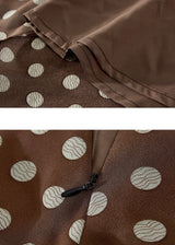 Cocoa Dot Flare Skirt Vintage Polka Dot Ruffle Hem A-Line Skirt