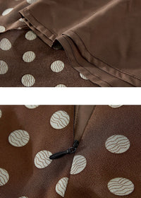 Cocoa Dot Flare Skirt Vintage Polka Dot Ruffle Hem A-Line Skirt